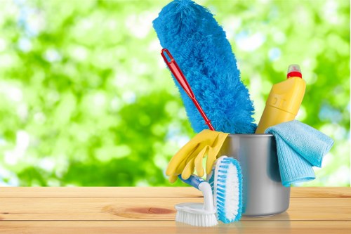 Cleaner completing a safe and professional cleaning routine