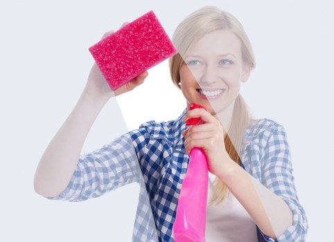 Cleaners SE5 maintaining a modern office workspace